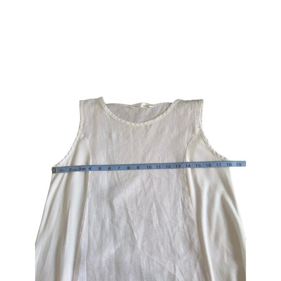 Luna Luz White Lagenlook Coastal Relaxed Linen Flounce Dress Size Medium - Picture 9 of 10
